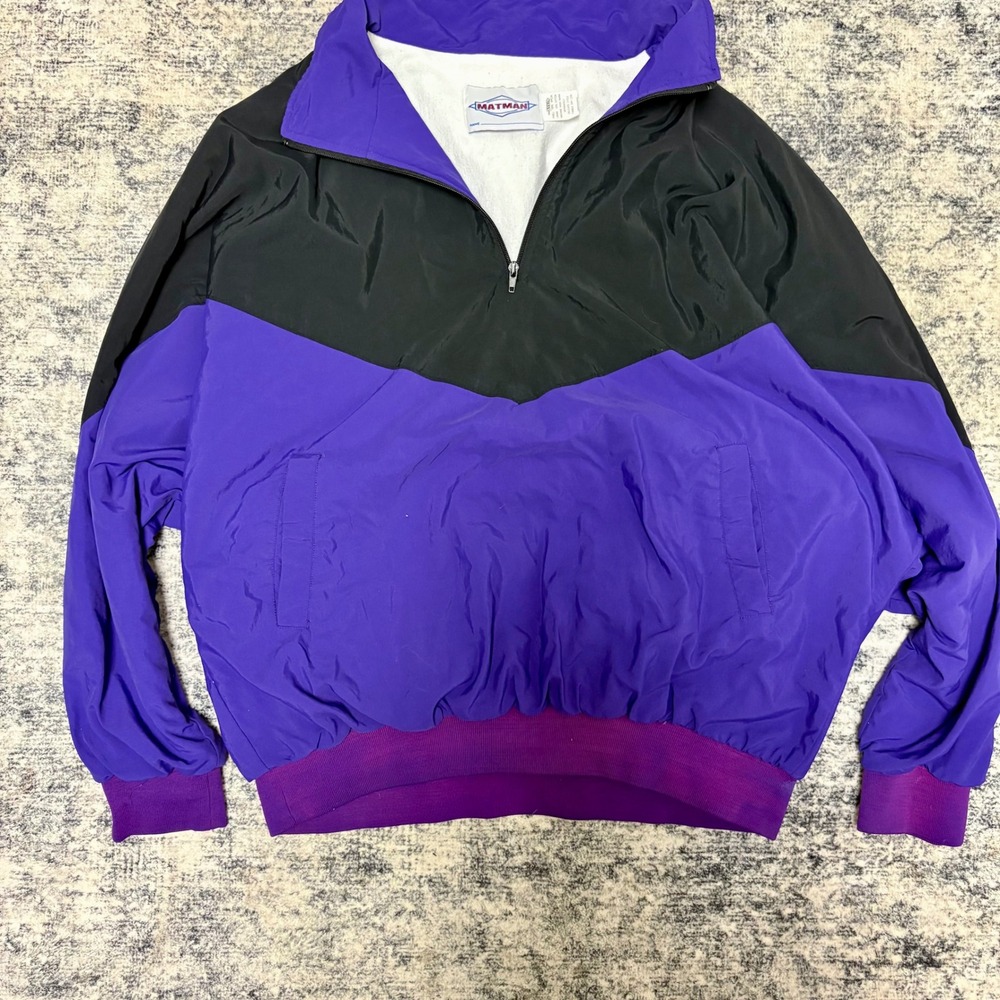 Matman‎ VINTAGE purple black pullover nylon jacket